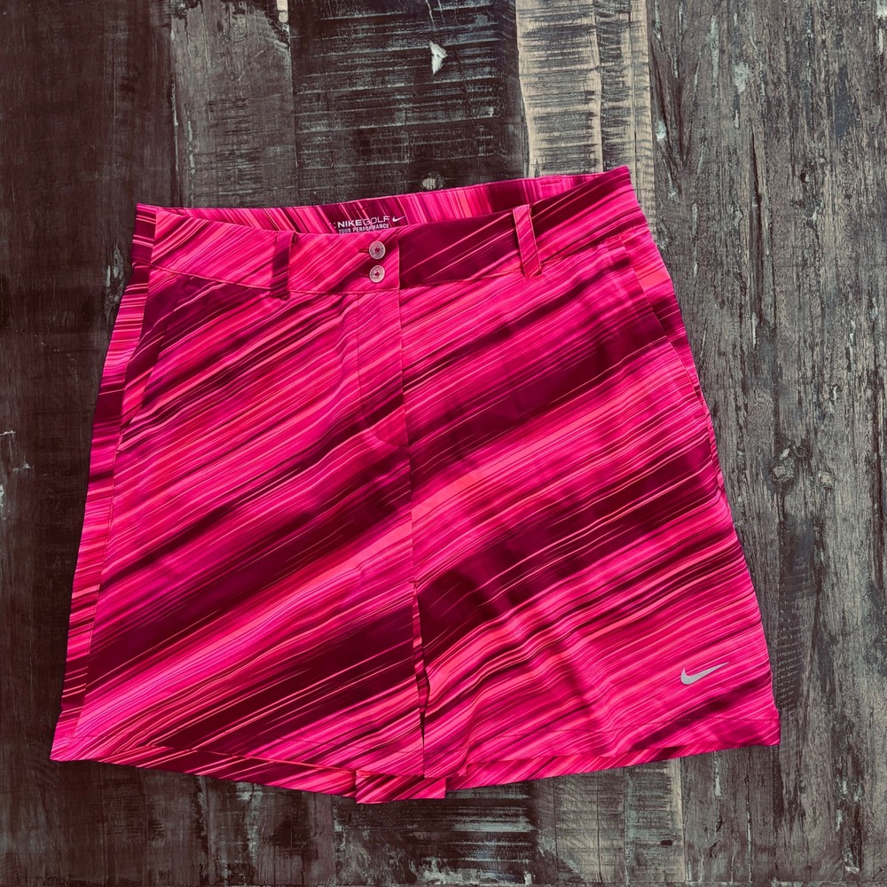Nike Golf Skort Women Red/Pink Diagonal Stripe Athletic Performance Sz4
